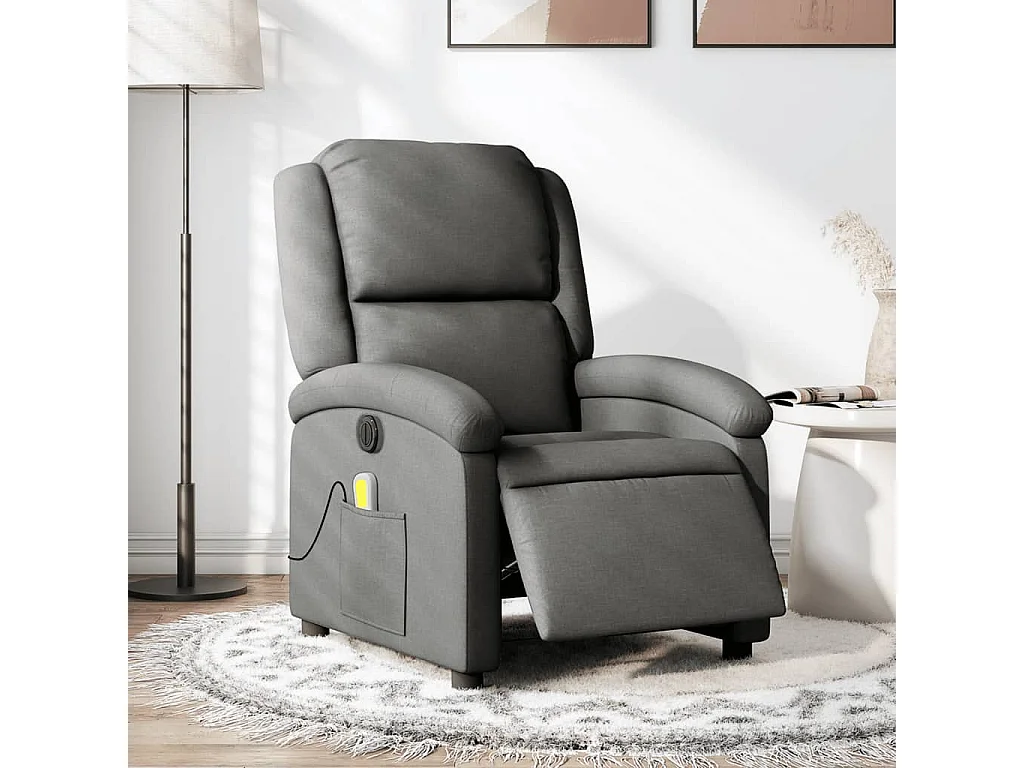 Fauteuil inclinable de massage électrique gris foncé tissu