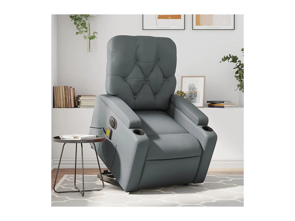 Fauteuil inclinable de massage électrique gris similicuir