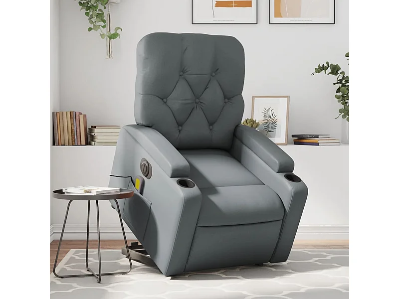 Fauteuil inclinable de massage électrique gris similicuir