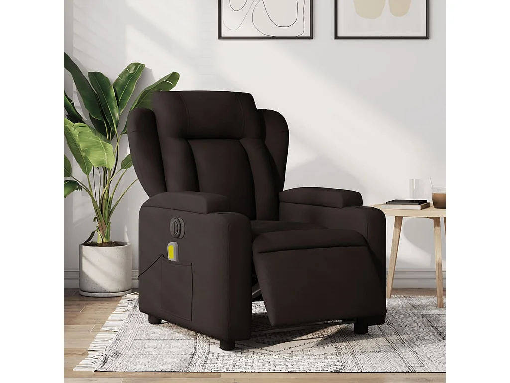 Fauteuil de massage inclinable électrique Marron foncé Tissu