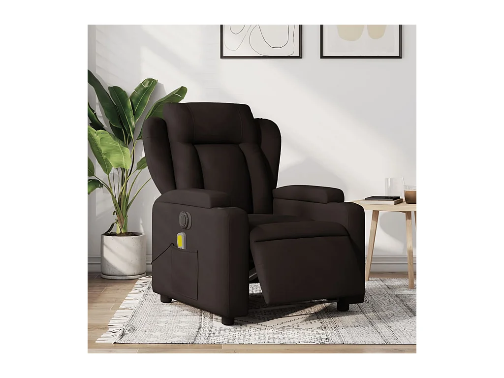 Fauteuil de massage inclinable électrique Marron foncé Tissu