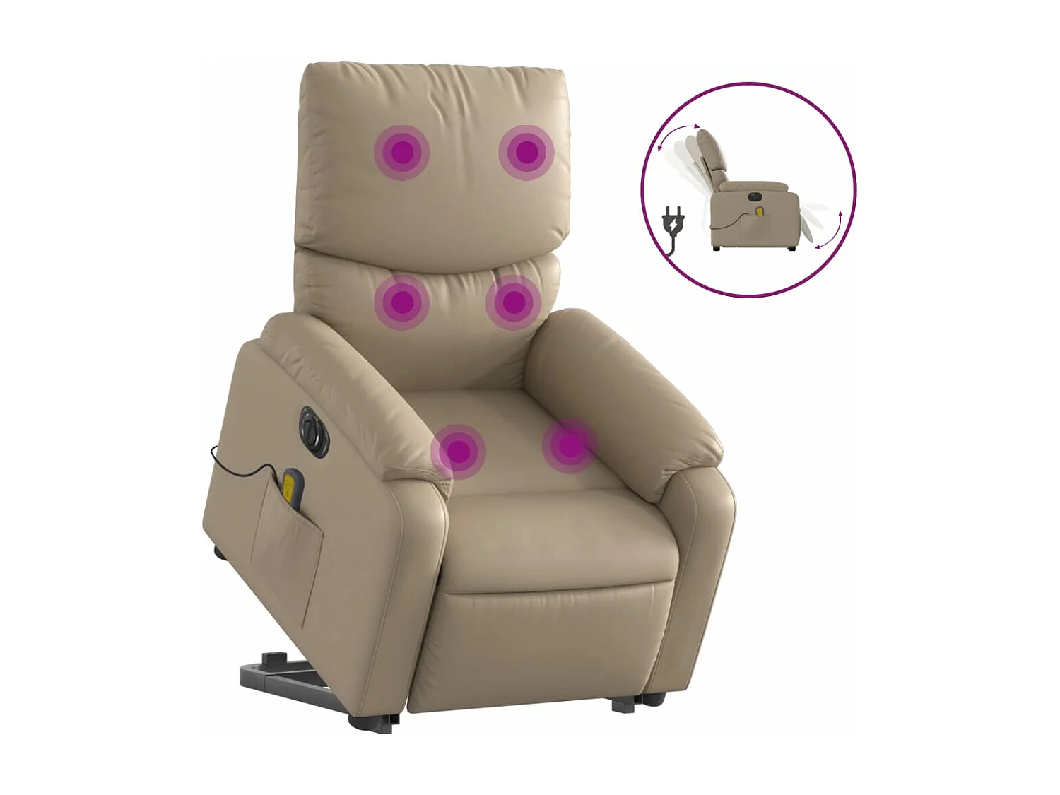 Fauteuil inclinable de massage électrique cappuccino similicuir