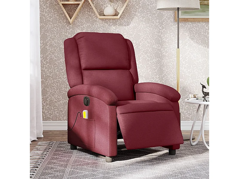 Fauteuil de massage inclinable électrique Rouge bordeaux Tissu