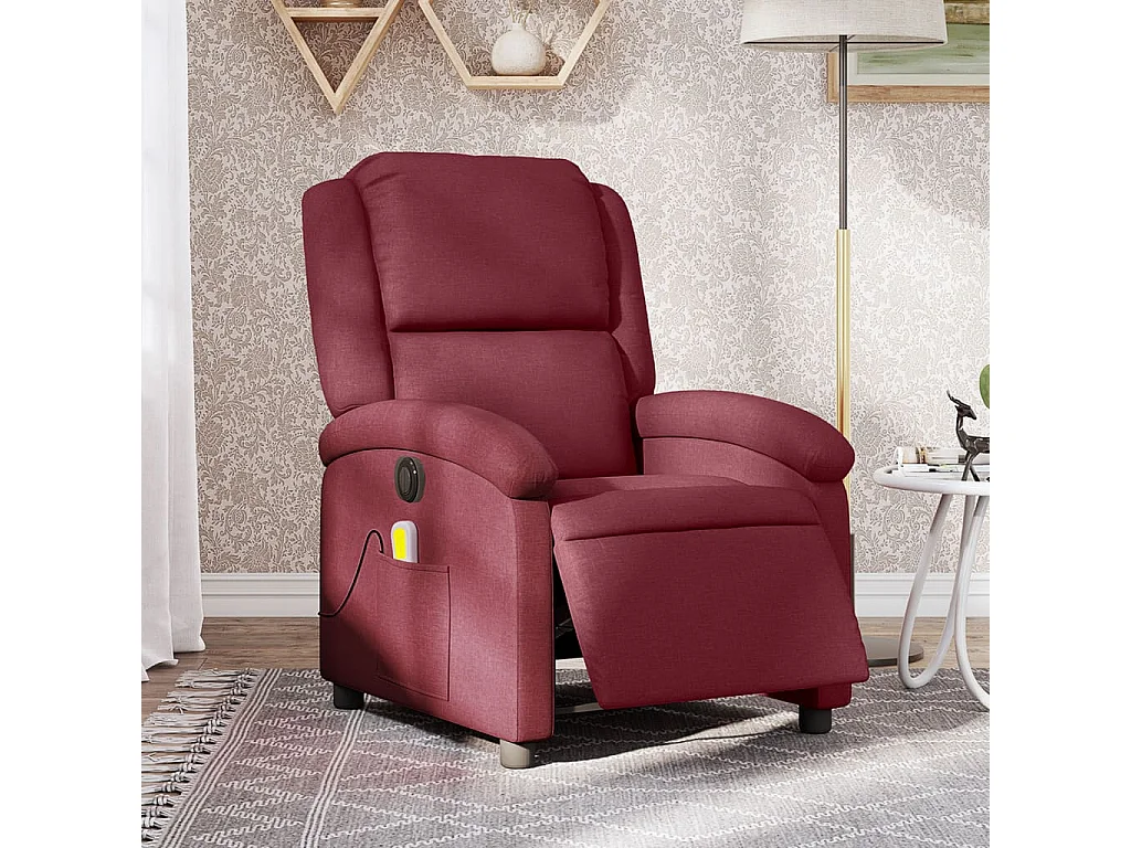 Fauteuil de massage inclinable électrique Rouge bordeaux Tissu