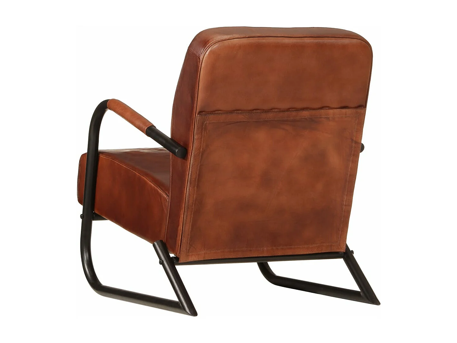 Fauteuil marron cuir véritable