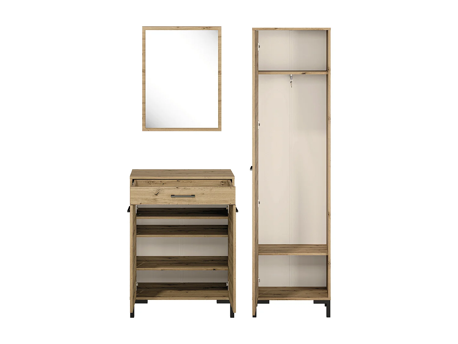GARDEROBE Nevio Artisan Eiche 3-teilig