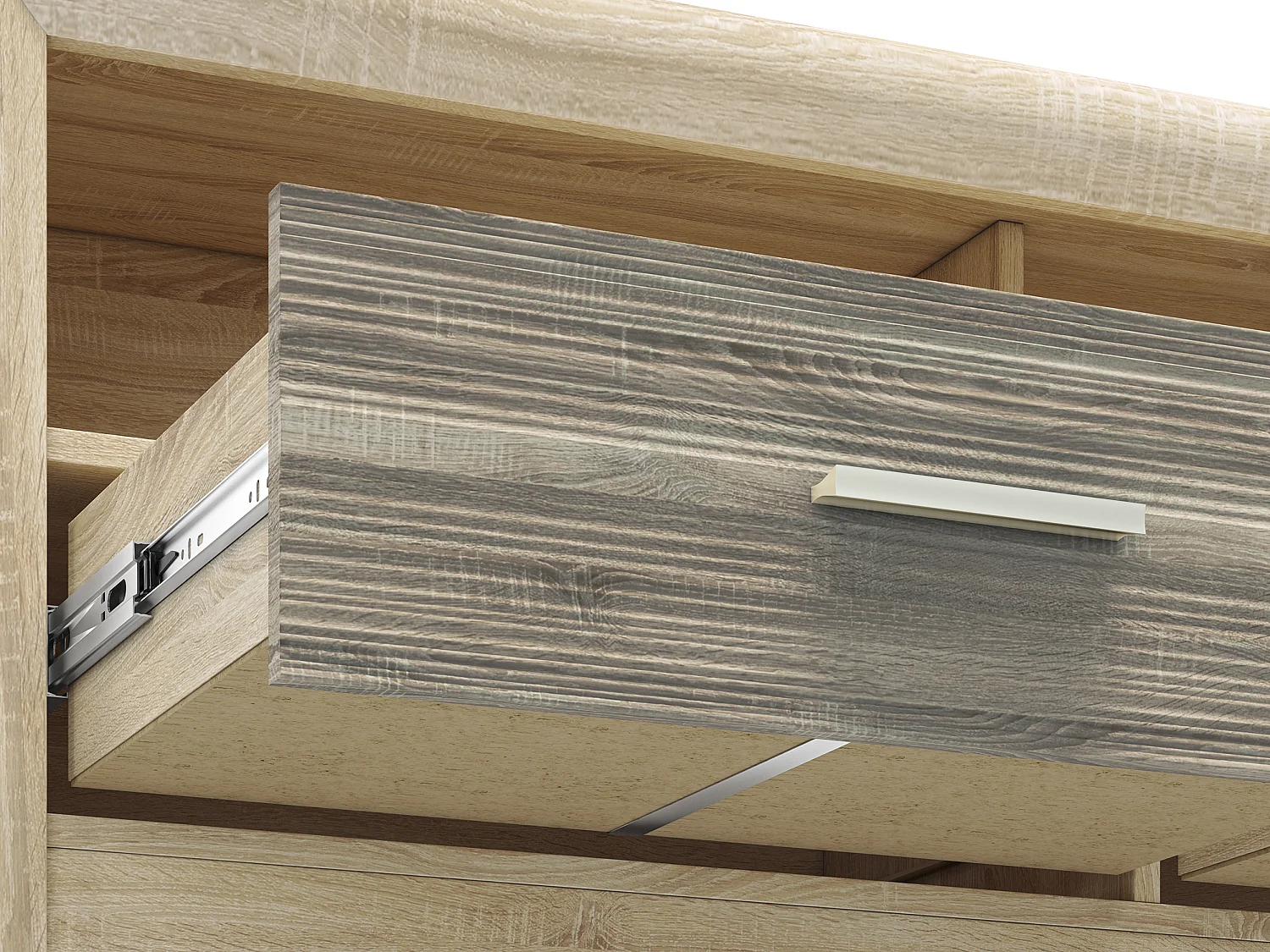 WOHNWAND Castel Sonoma Eiche hell / Sonoma Eiche Trüffel 4-teilig