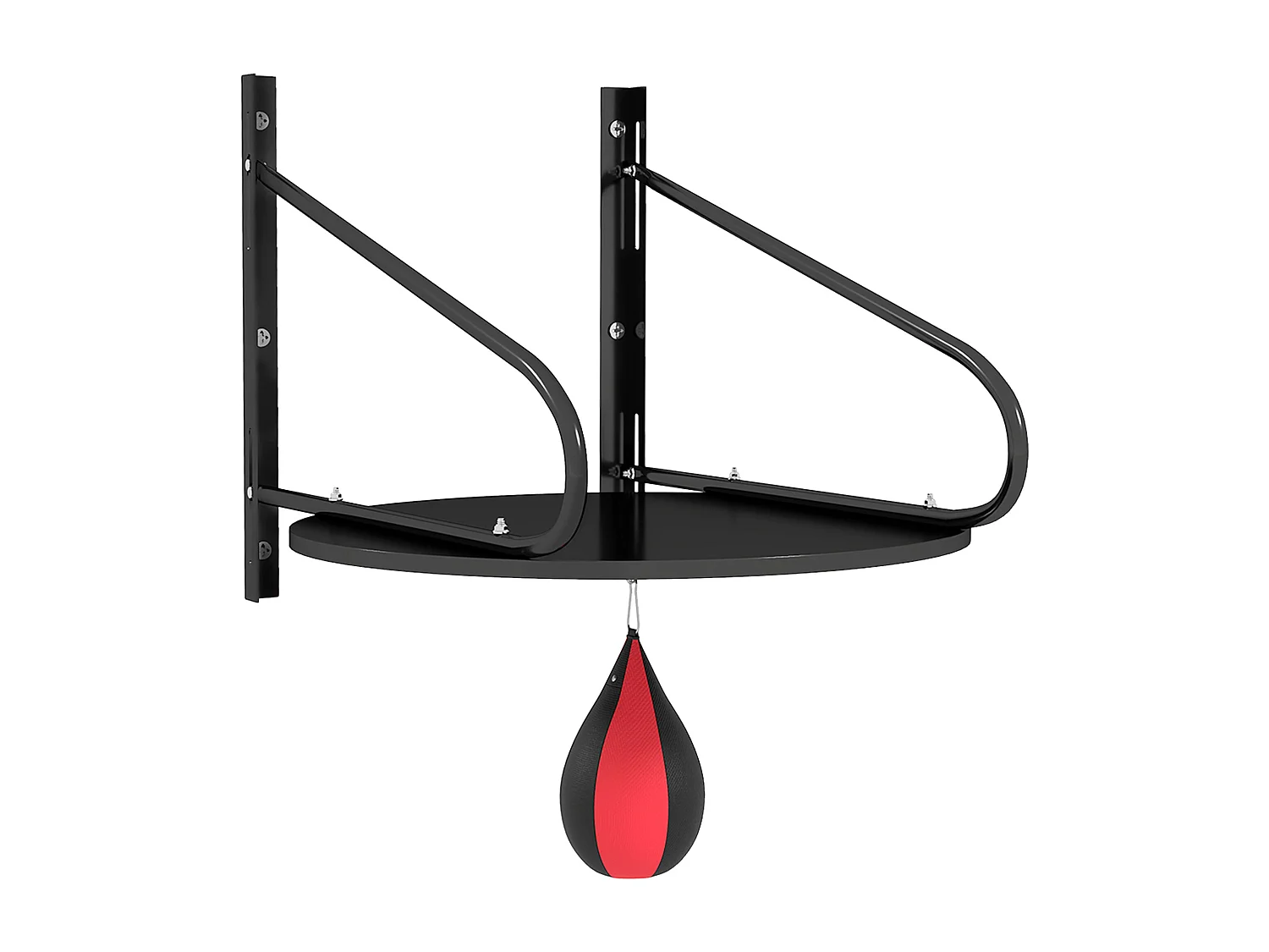 Punching ball poire de vitesse boxe avec support plateau tournant + pompe MDF acier revêtement synthétique rouge noir