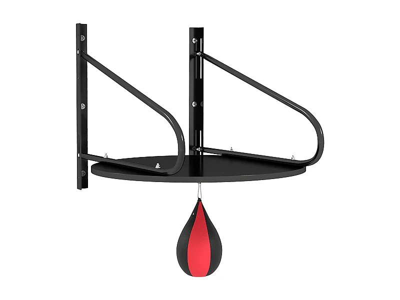 Punching ball poire de vitesse boxe avec support plateau tournant + pompe MDF acier revêtement synthétique rouge noir