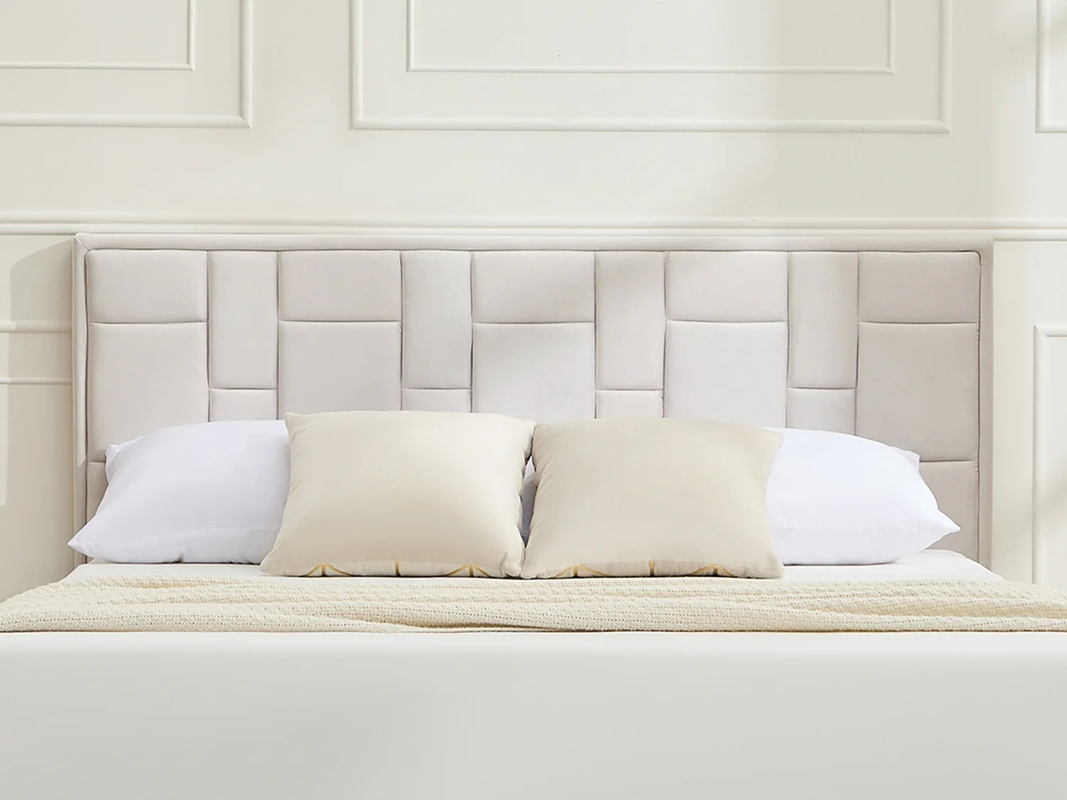 Tête de lit 140 cm - Velours - Beige - HERMINE