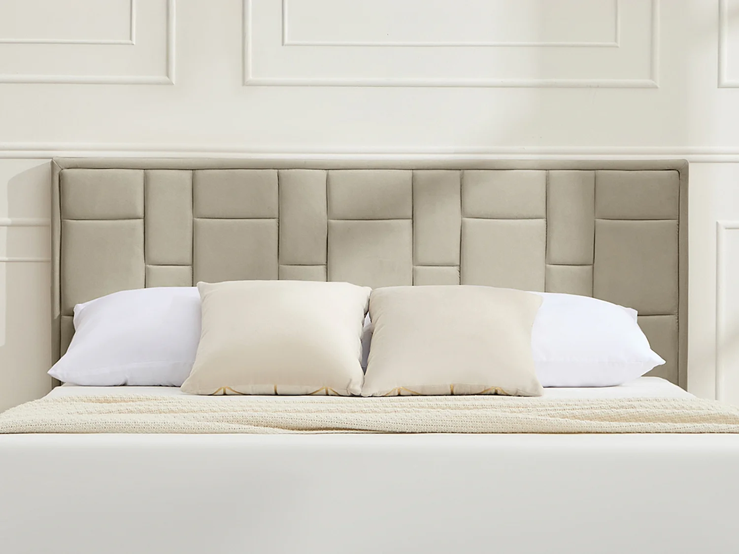 Tête de lit 160 cm - Velours - Taupe - HERMINE