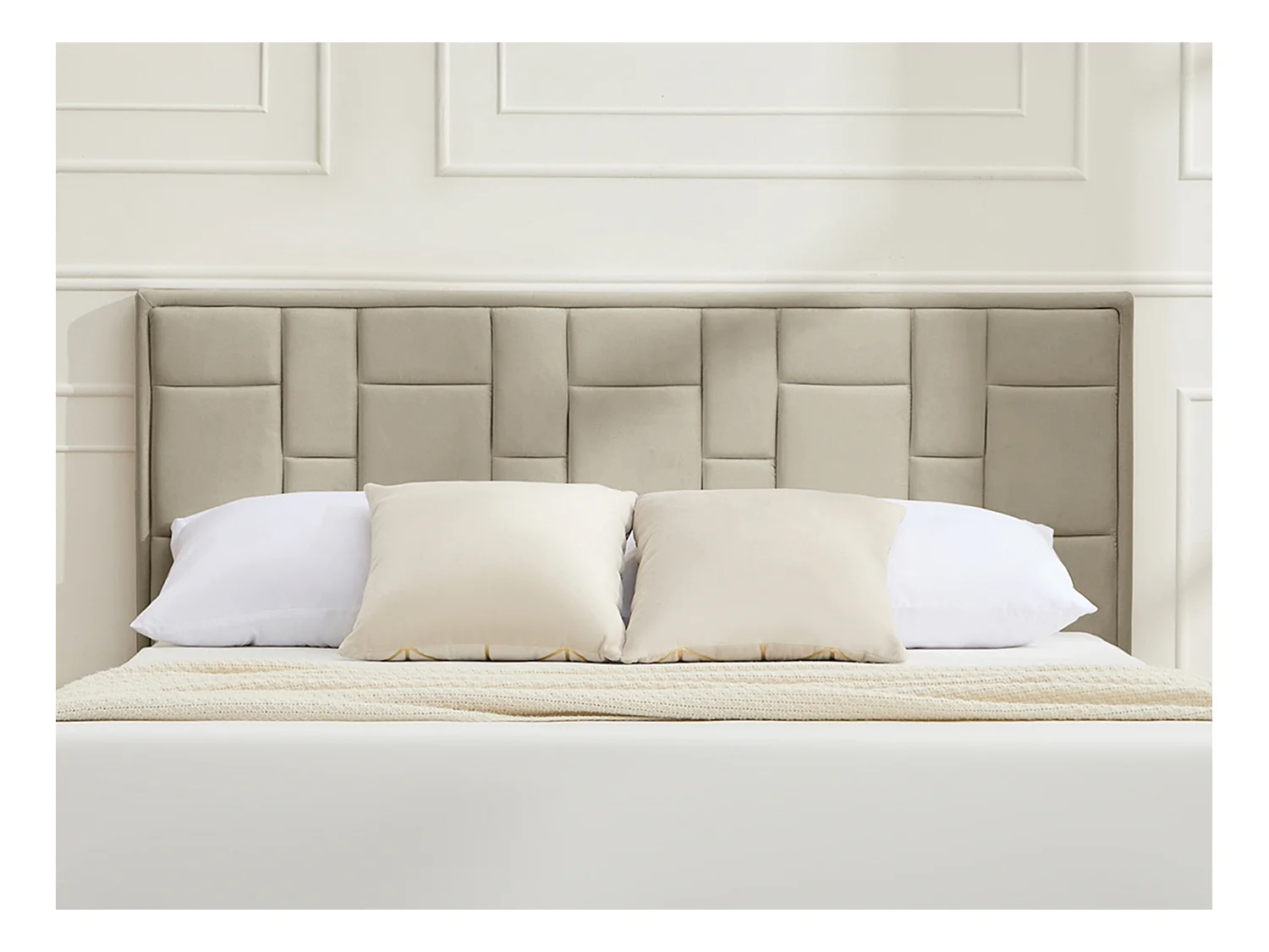 Cabecero de cama 140 cm - Terciopelo - Topo - HERMINE