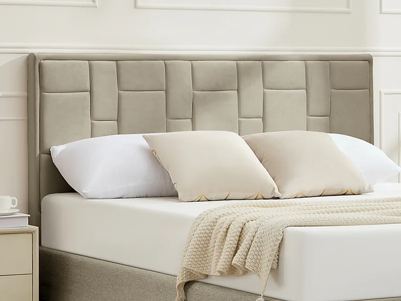 Hoofdbord 140 cm - Fluweel - Taupe - HERMINE