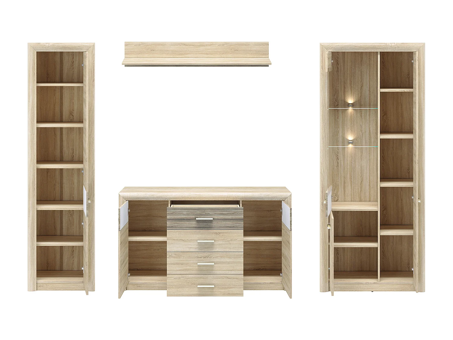 WOHNWAND Castel Sonoma Eiche / Sonoma Eiche Trüffel 4-teilig