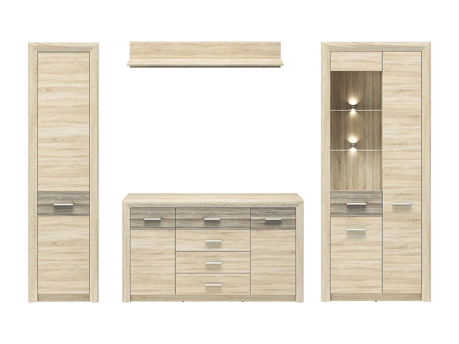 WOHNWAND Castel Sonoma Eiche / Sonoma Eiche Trüffel 4-teilig