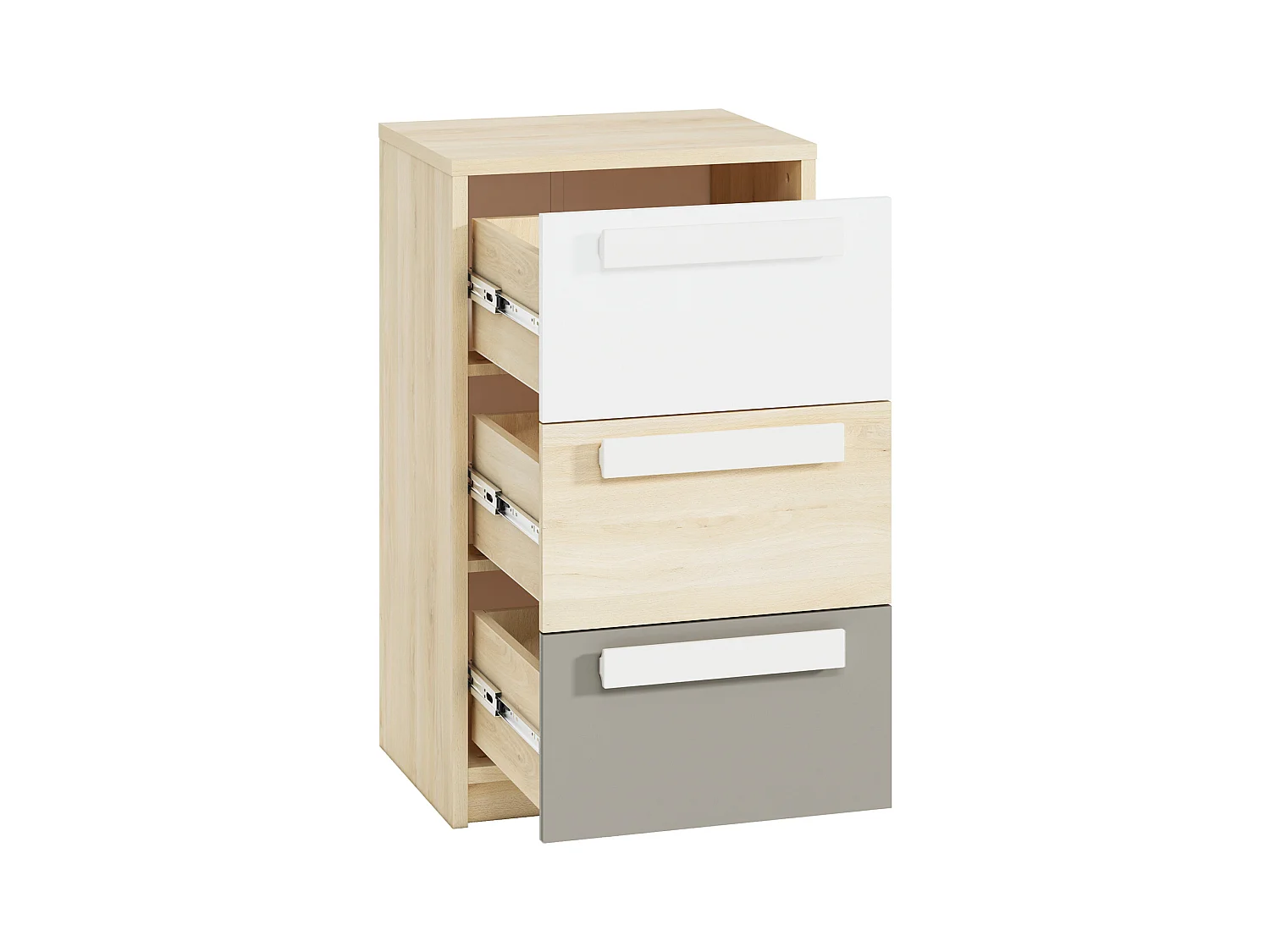 KOMMODE Drop Fjord Buche / weiß / grau 55 / 40 / 94cm