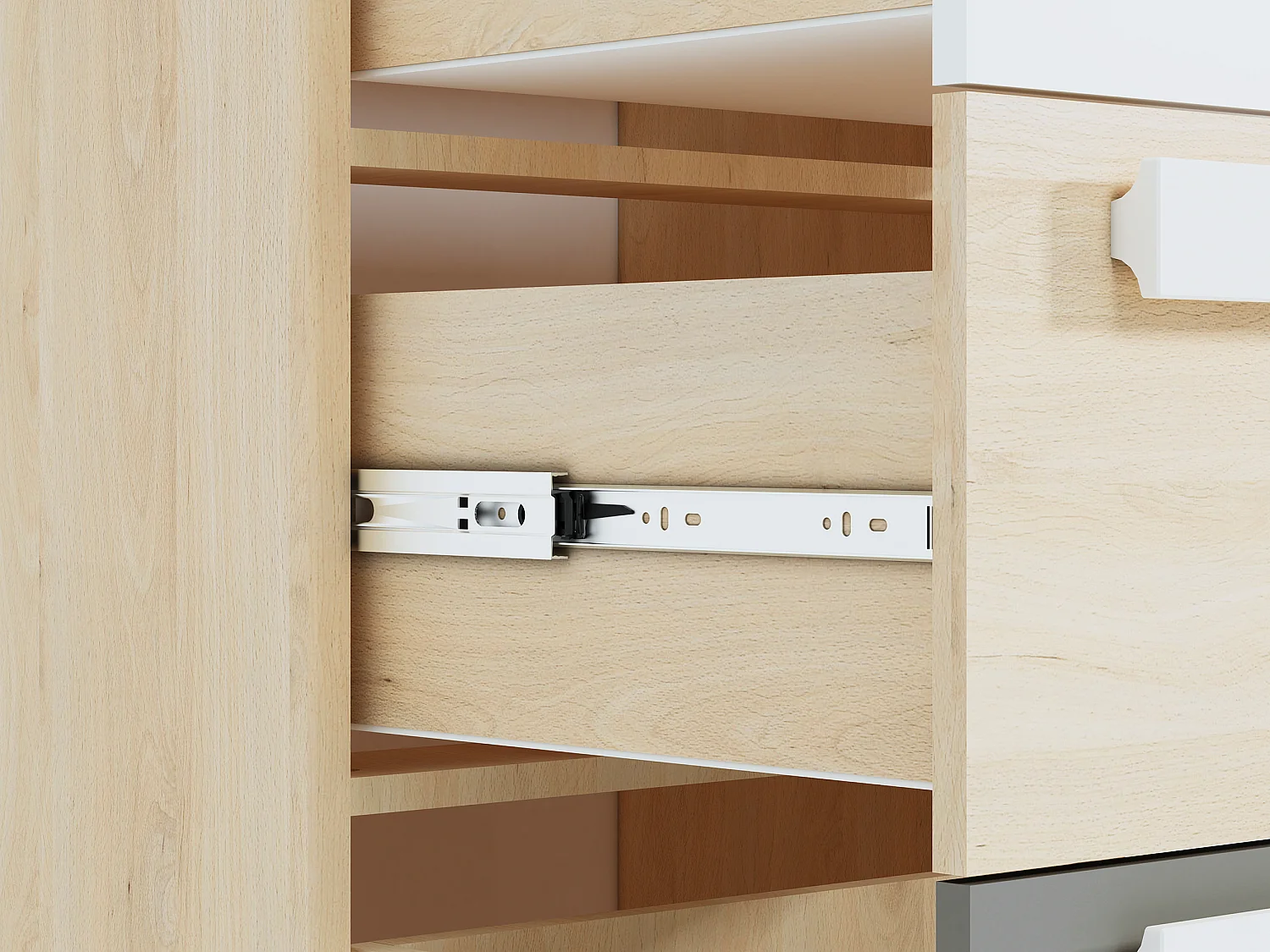 KOMMODE Drop Fjord Buche / weiß / grau 55 / 40 / 94cm