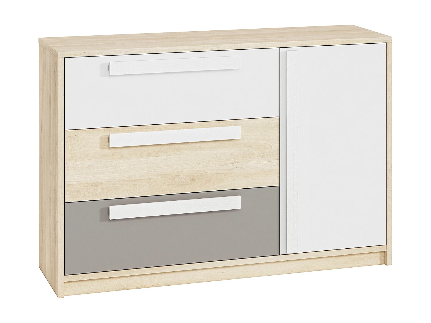 KOMMODE Drop Fjord Buche / weiß / grau 138 / 40 / 94cm