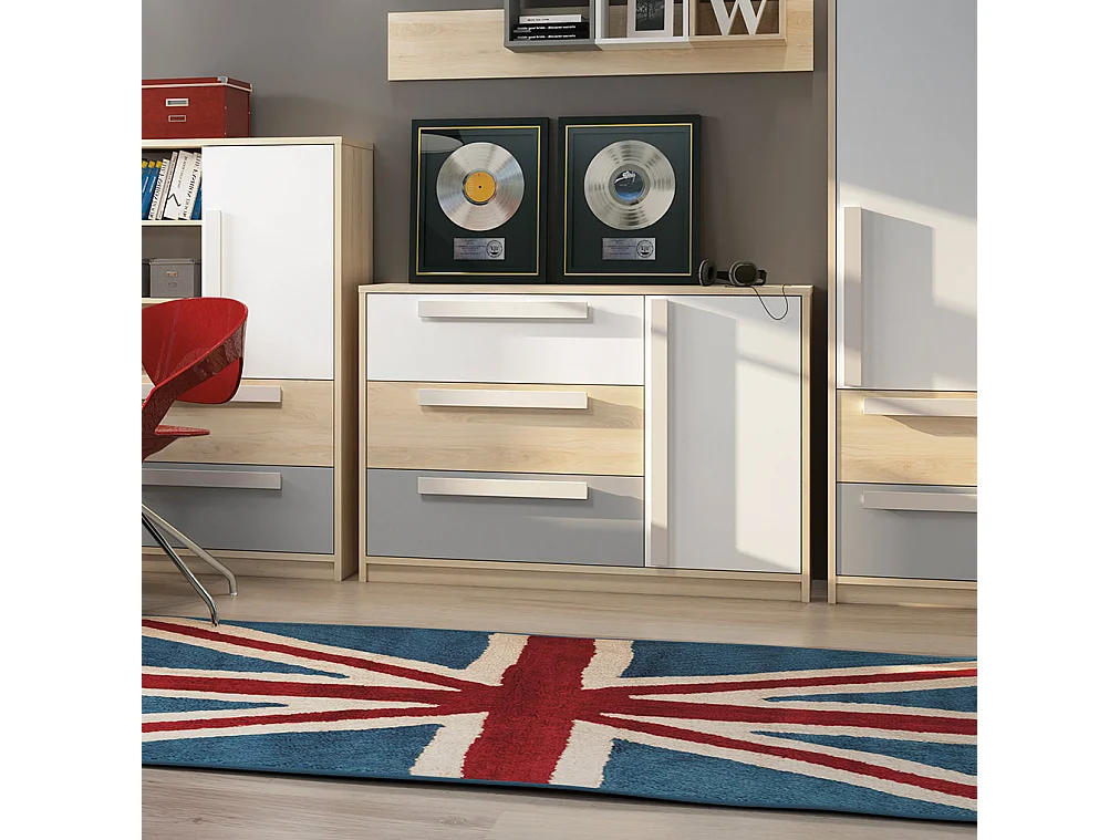 KOMMODE Drop Fjord Buche / weiß / grau 138 / 40 / 94cm