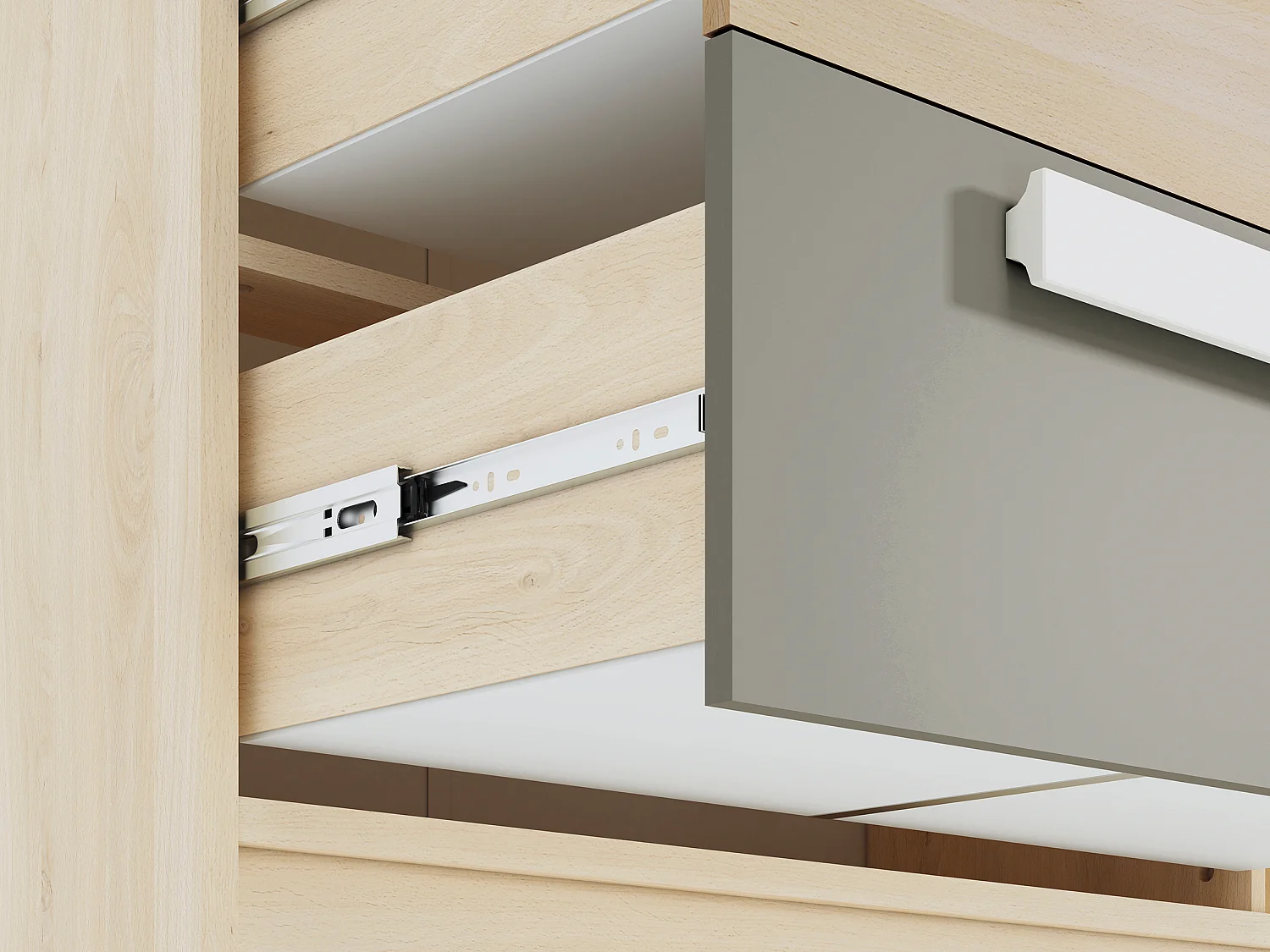 KOMMODE Drop Fjord Buche / weiß / grau 138 / 40 / 94cm