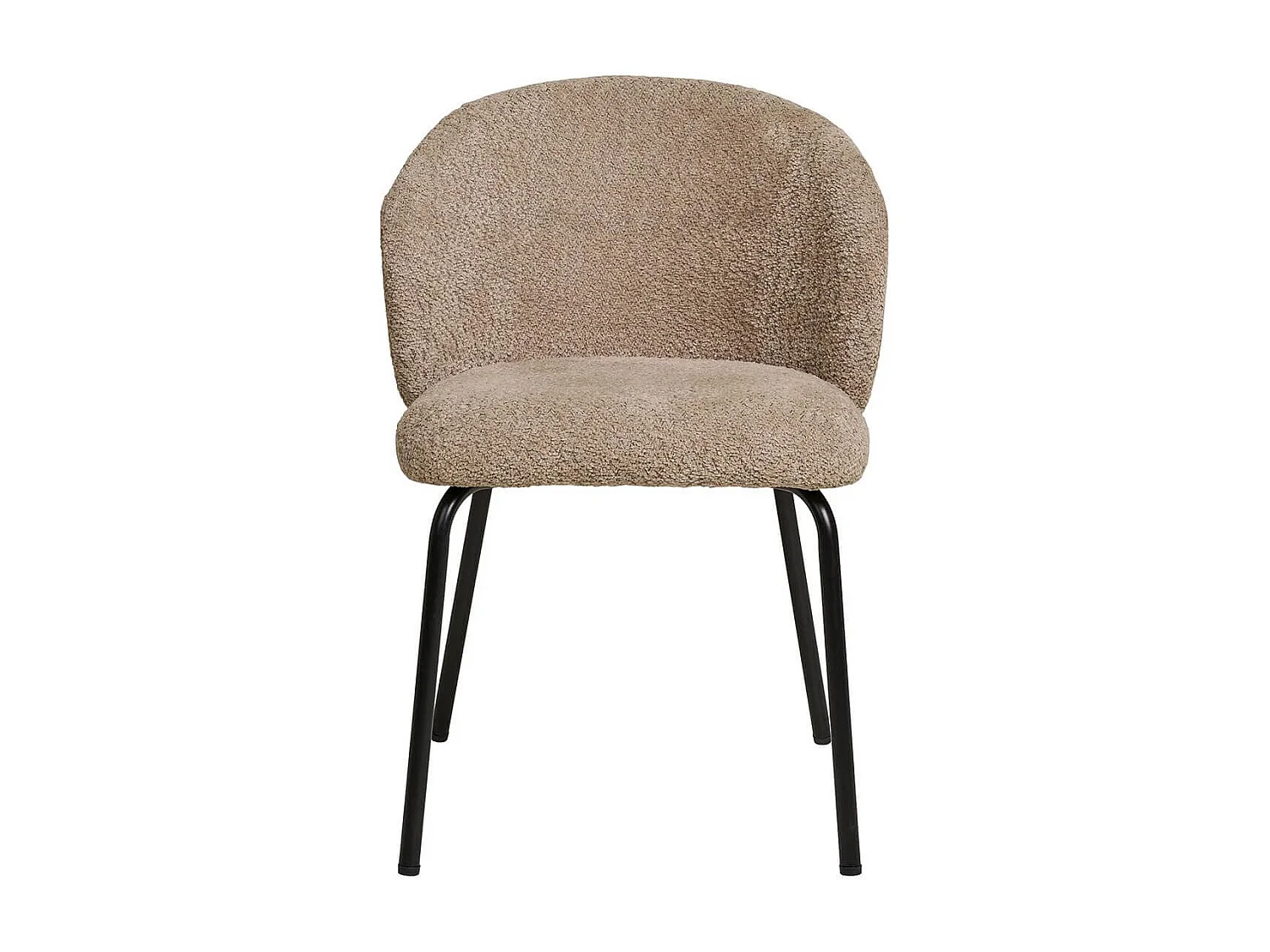 DALIDA - Lot de 4 Chaises Incurvées Tissu Bouclé Beige Pieds Métal Noir