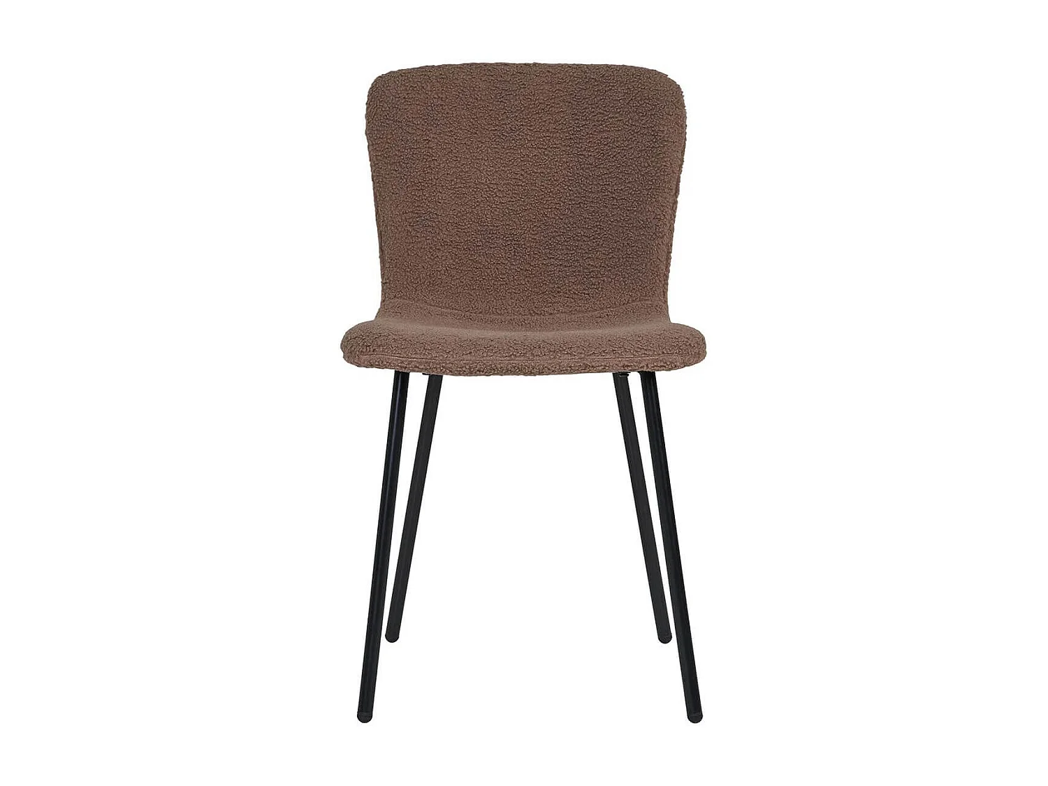 LASLO - Lot de 6 Chaises Tissu Bouclé Marron Pieds Métal Noir