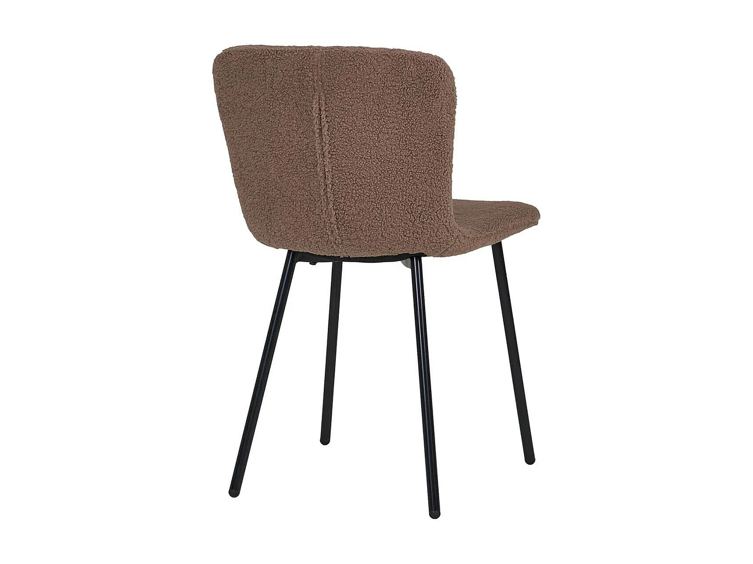LASLO - Lot de 6 Chaises Tissu Bouclé Marron Pieds Métal Noir