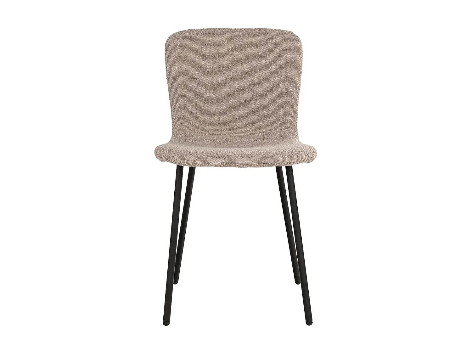 LASLO - Lot de 4 Chaises Tissu Bouclé Beige Pieds Métal Noir