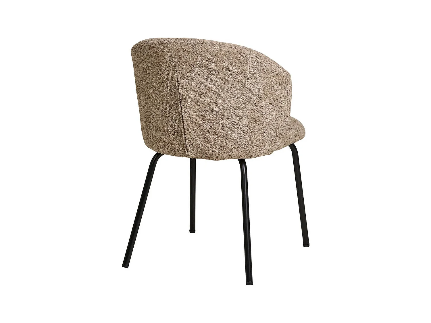 DALIDA - Lot de 6 Chaises Incurvées Tissu Bouclé Beige Pieds Métal Noir