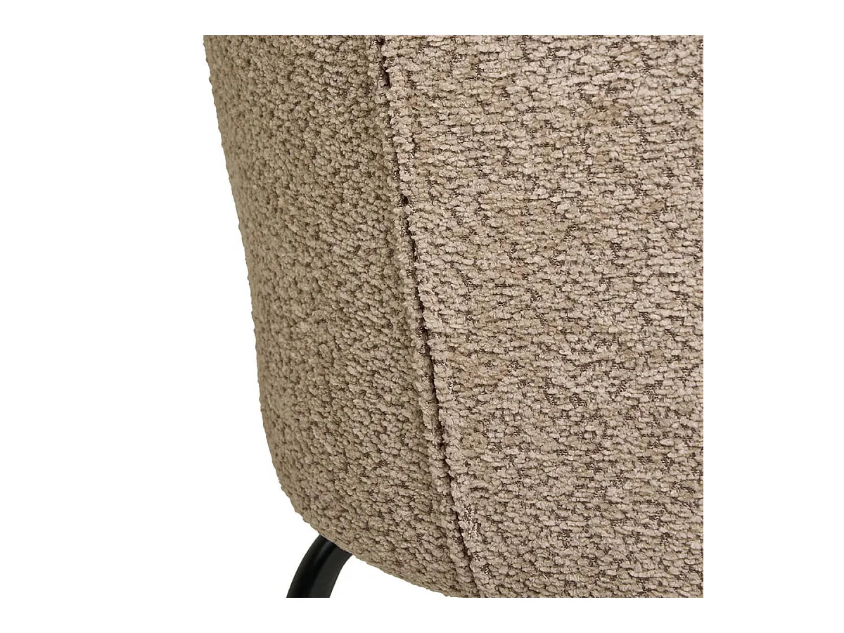 DALIDA - Lot de 6 Chaises Incurvées Tissu Bouclé Beige Pieds Métal Noir