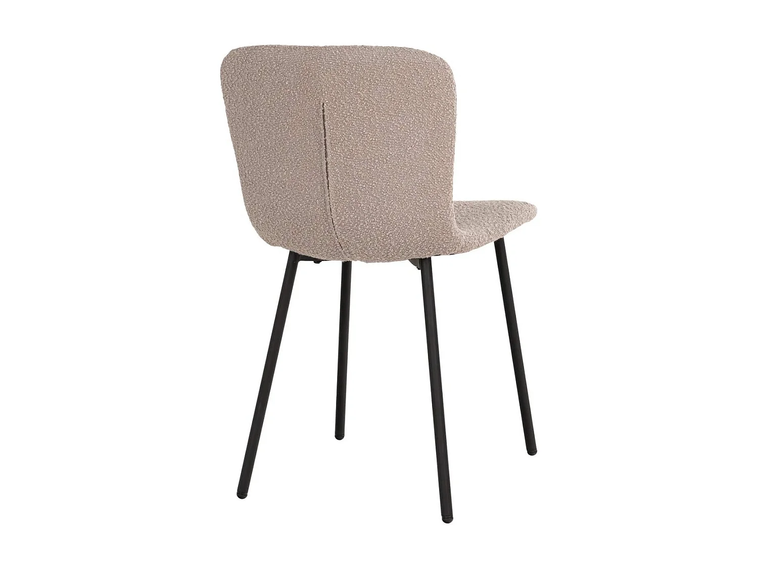LASLO - Lot de 6 Chaises Tissu Bouclé Beige Pieds Métal Noir