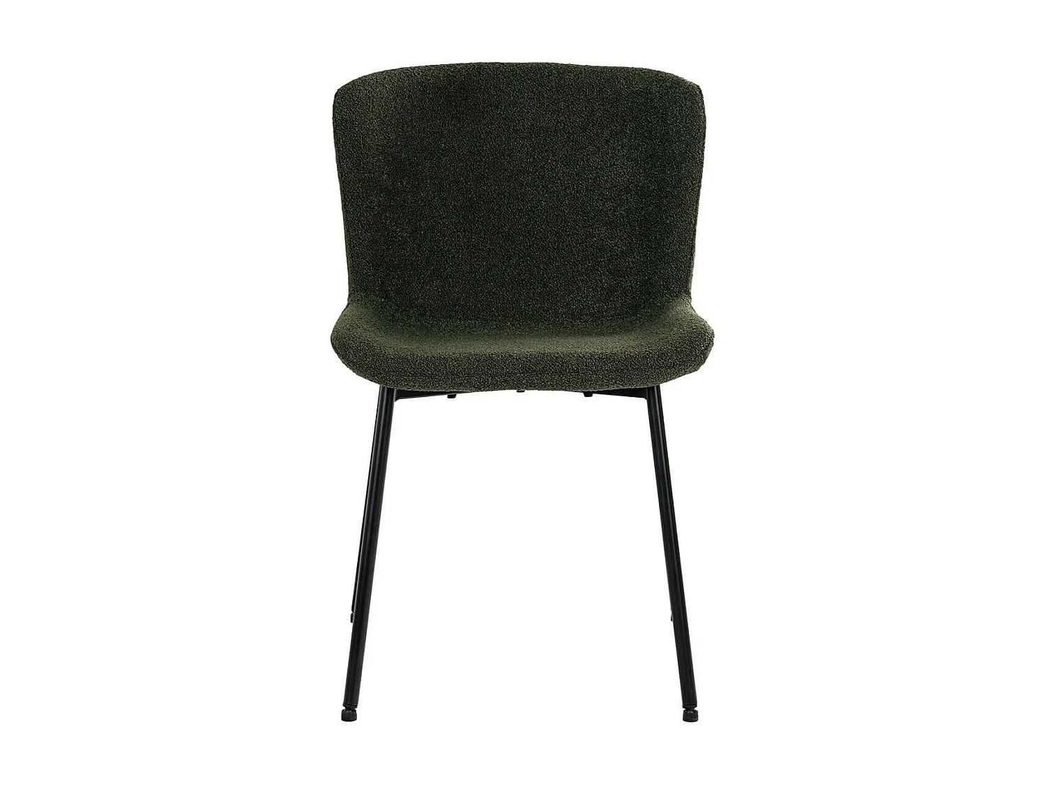 LESLI - Lot de 4 Chaises Tissu Bouclé Vert foncé Pieds Métal Noir