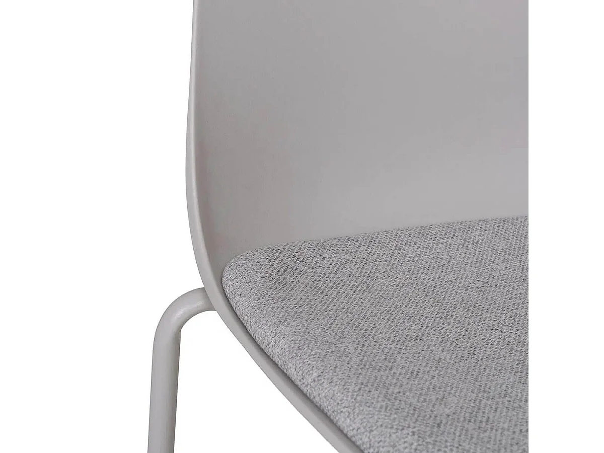 LENA - Lot de 6 Chaises Coque Polyester et Pieds Métal Gris Assise Mousse et Tissu