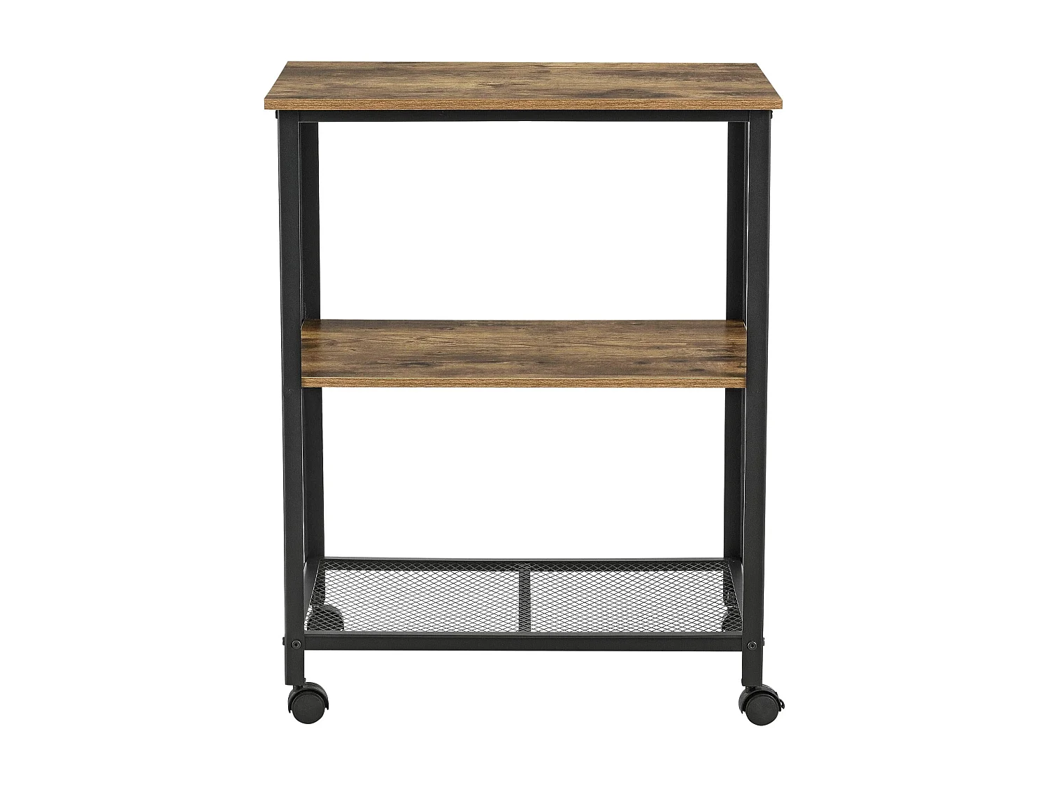 Carrello di servizio da cucina carrello con ruote con rotelle con serratura metallo plastica 76,5 x 60 x 40 cm legno scuro nero 03_0005008