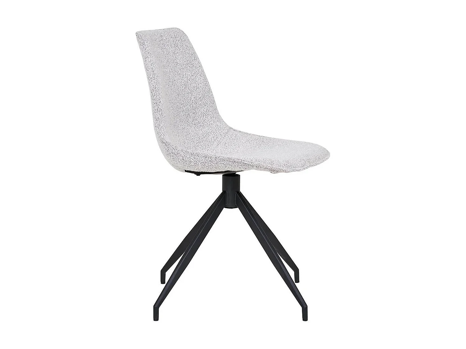 JACOB - Lot de 4 Chaises Tissu Bouclé Blanc Chiné Pied Pivotant Métal Noir