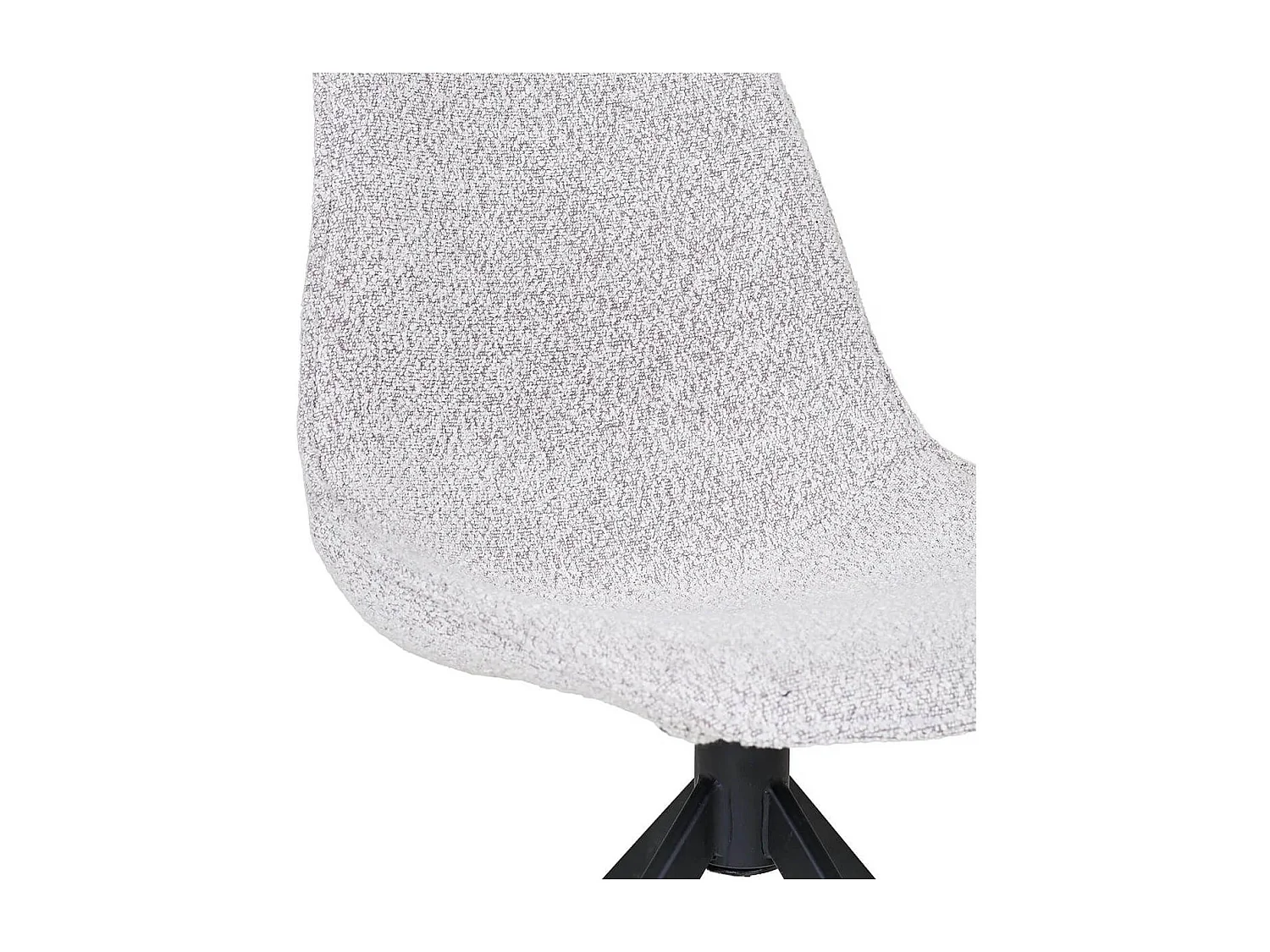 JACOB - Lot de 4 Chaises Tissu Bouclé Blanc Chiné Pied Pivotant Métal Noir