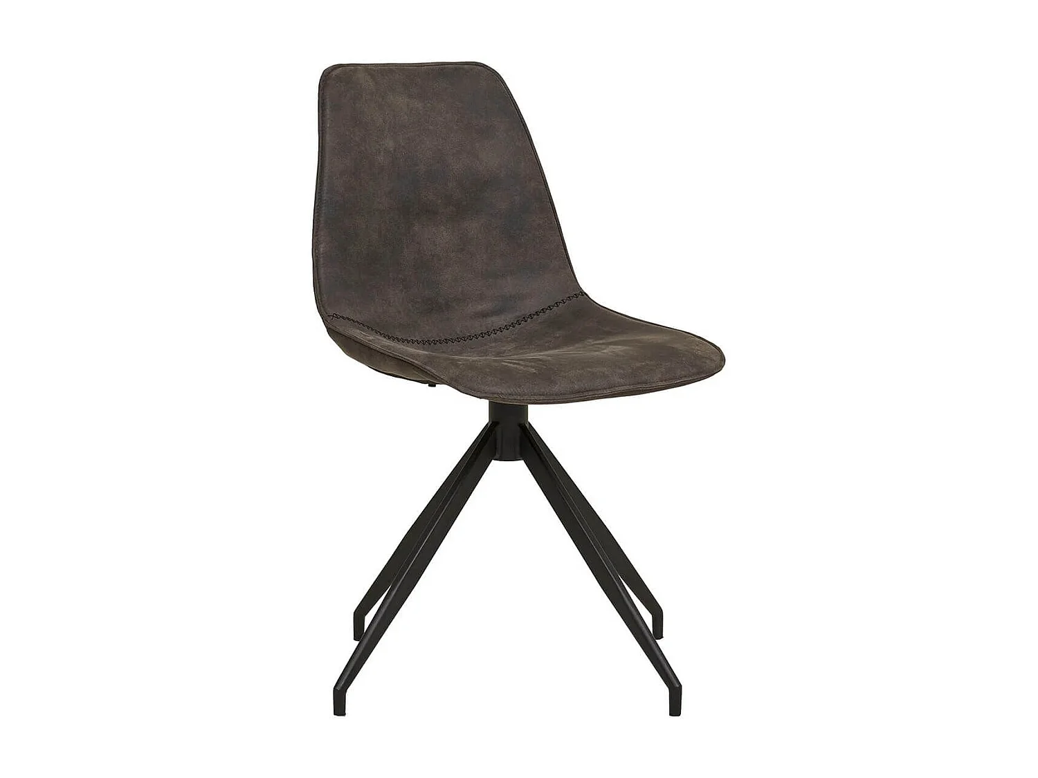 JACOB - Lot de 6 Chaises Tissu Microfibre Gris foncé Pied Pivotant Métal Noir