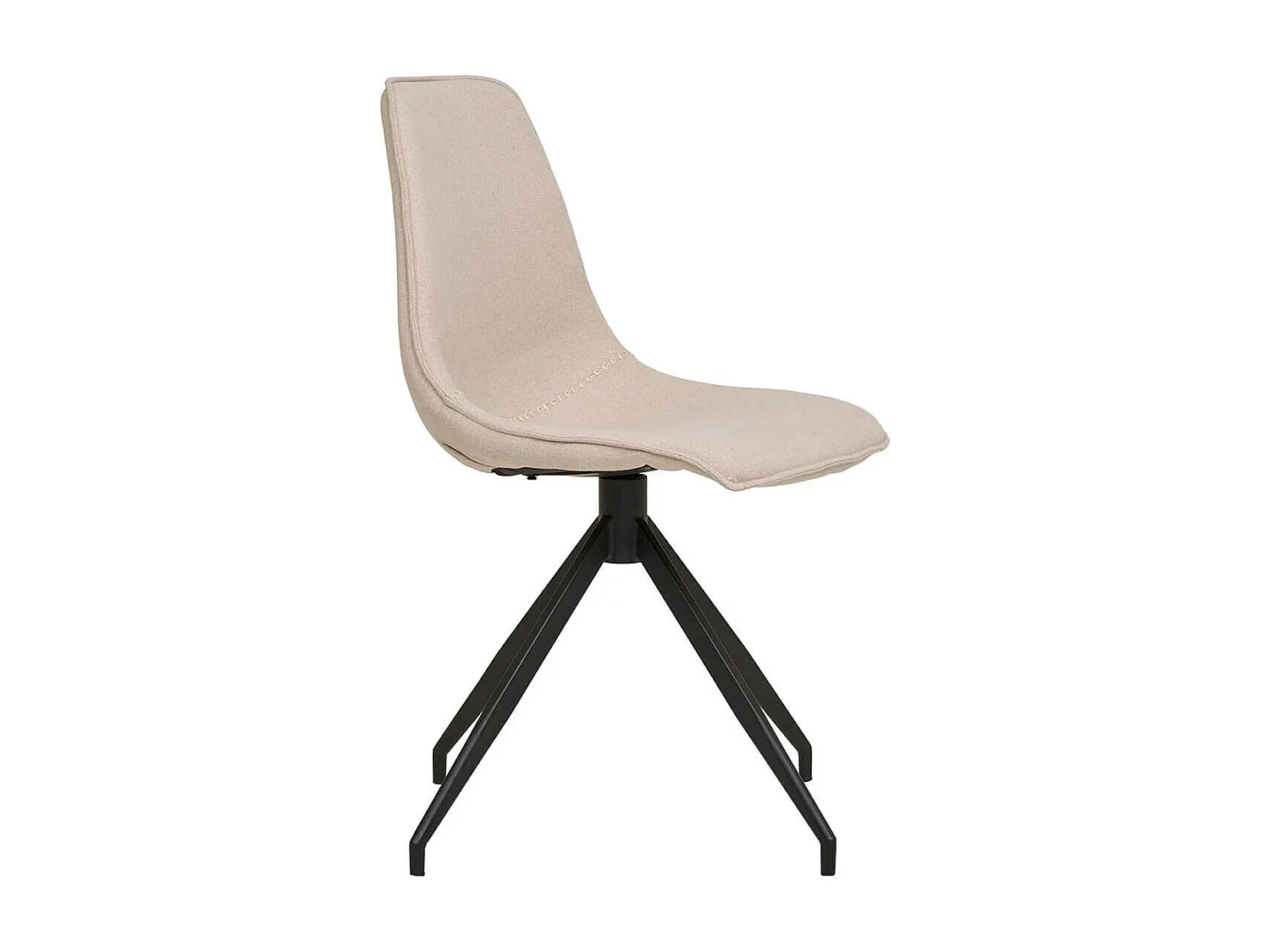 JACOB - Lot de 4 Chaises Tissu Beige Chiné Pied Pivotant Métal Noir