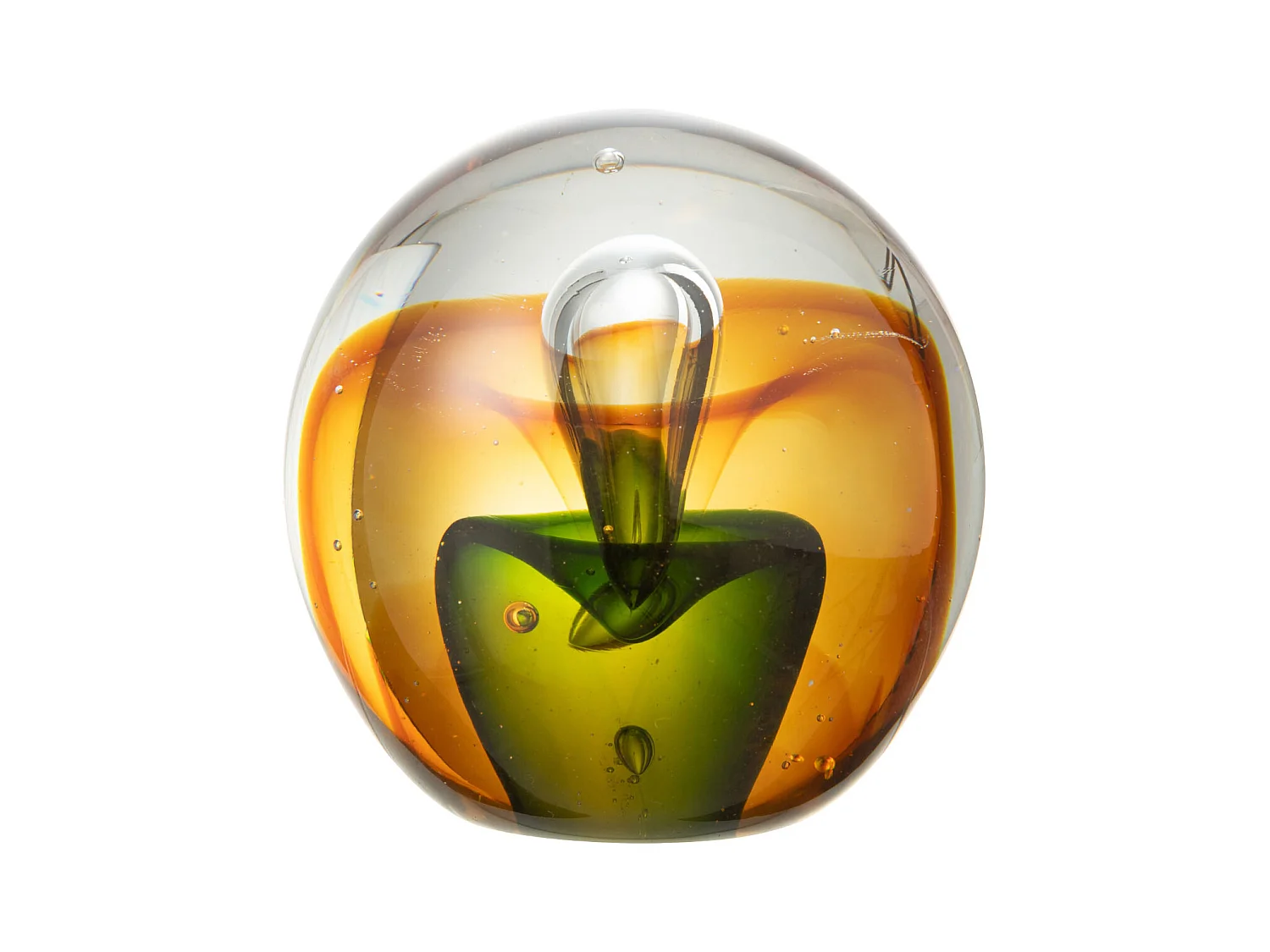 Presse-Papier en Verre "Goutte" 10cm Ambre & Vert