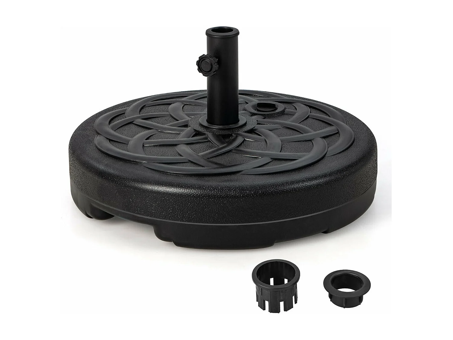 Base de sombrilla pesada para sombrilla de diámetro 38 y 48 mm base de sombrilla exterior de HDPE rellena con 39 kg de arena/23 litros de agua 56 x 30 cm 20_0009075