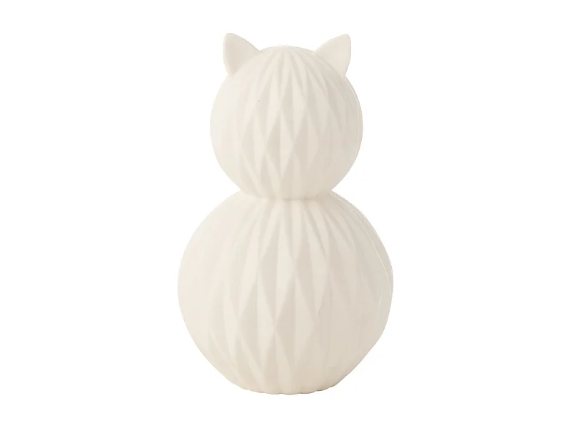 Lampe à Poser LED en Porcelaine "Chat" 22cm Blanc