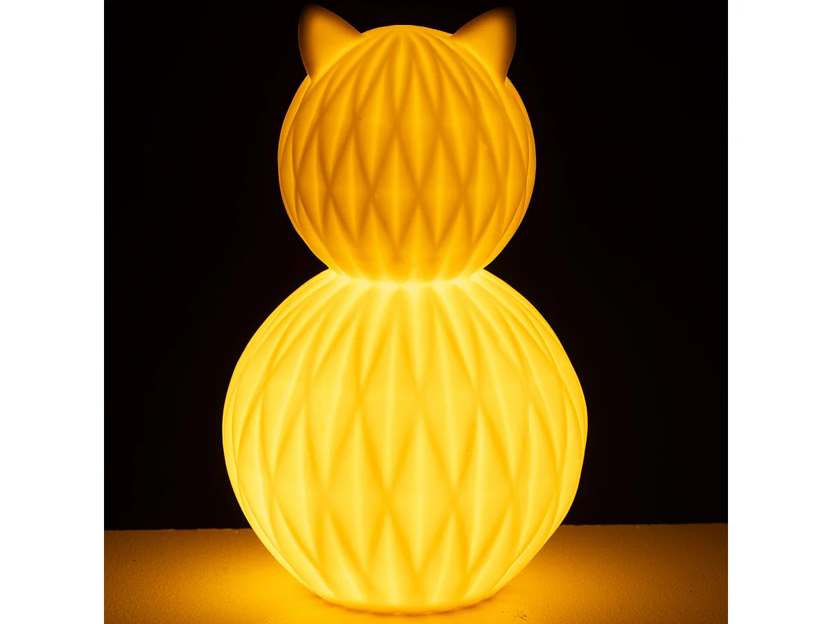 Lampe à Poser LED en Porcelaine "Chat" 22cm Blanc