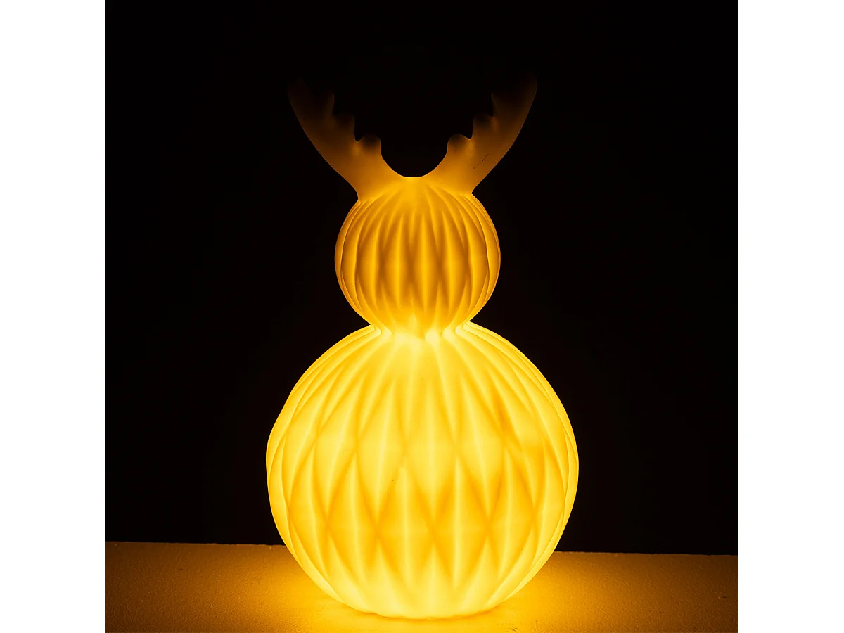 Lampe à Poser LED en Porcelaine "Renne" 23cm Blanc