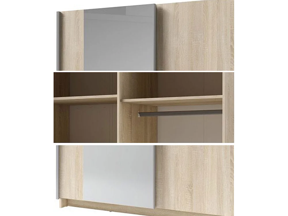 SCHWEBETÜRENSCHRANK Gozo Sonoma Eiche / Spiegel 180 / 62 / 198cm