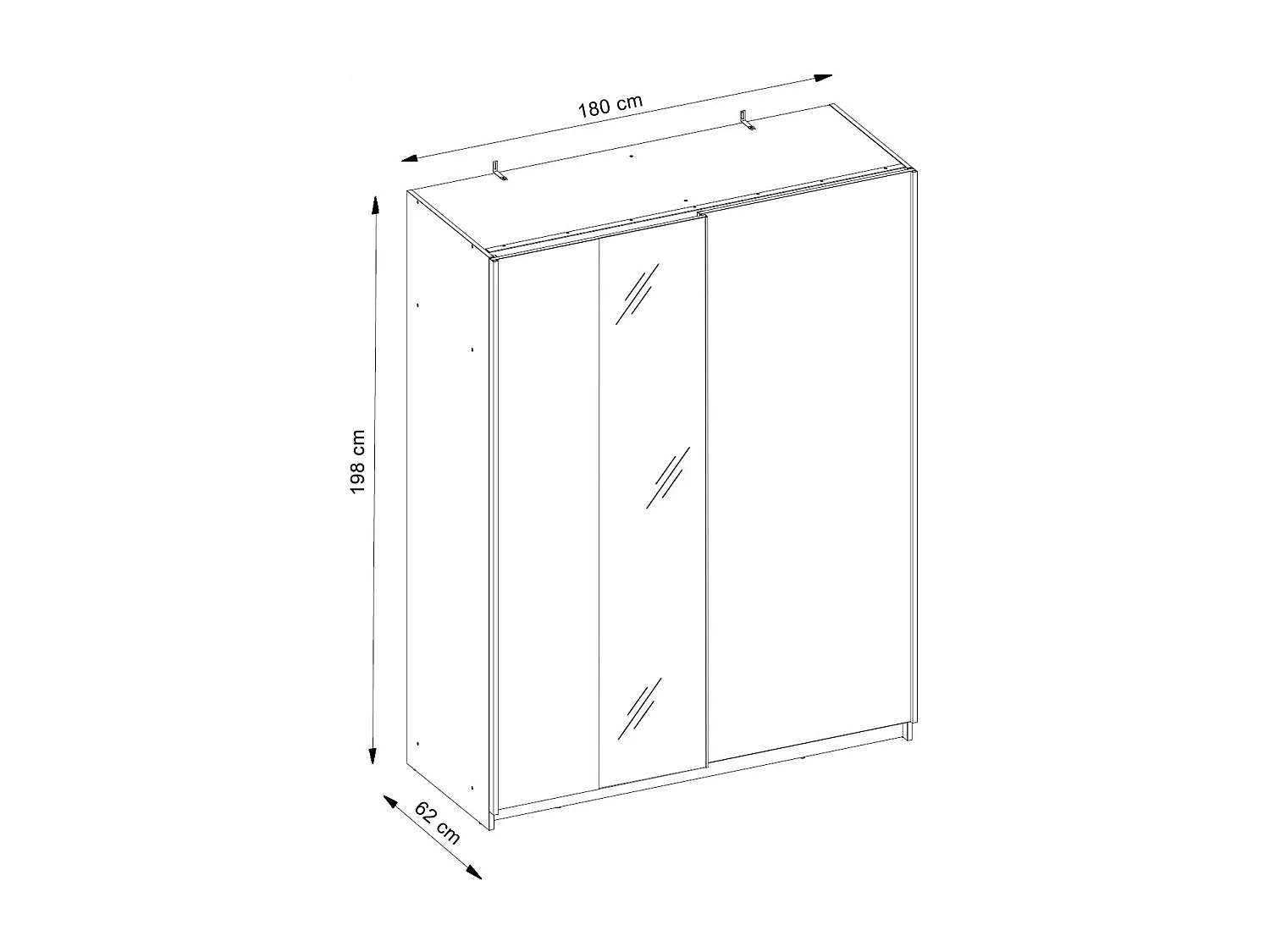 SCHWEBETÜRENSCHRANK Gozo Artisan Eiche / Spiegel 180 / 62 / 198cm