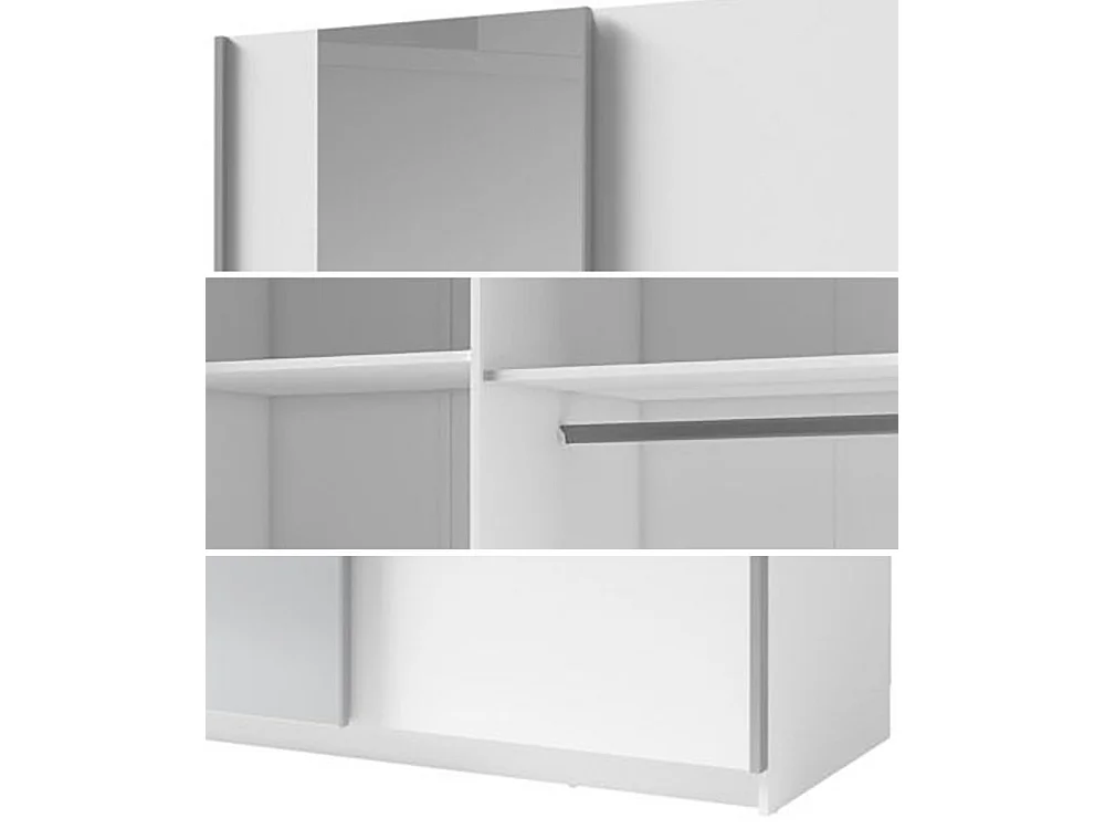 SCHWEBETÜRENSCHRANK Gozo Weiß / Spiegel 150 / 62 / 198cm