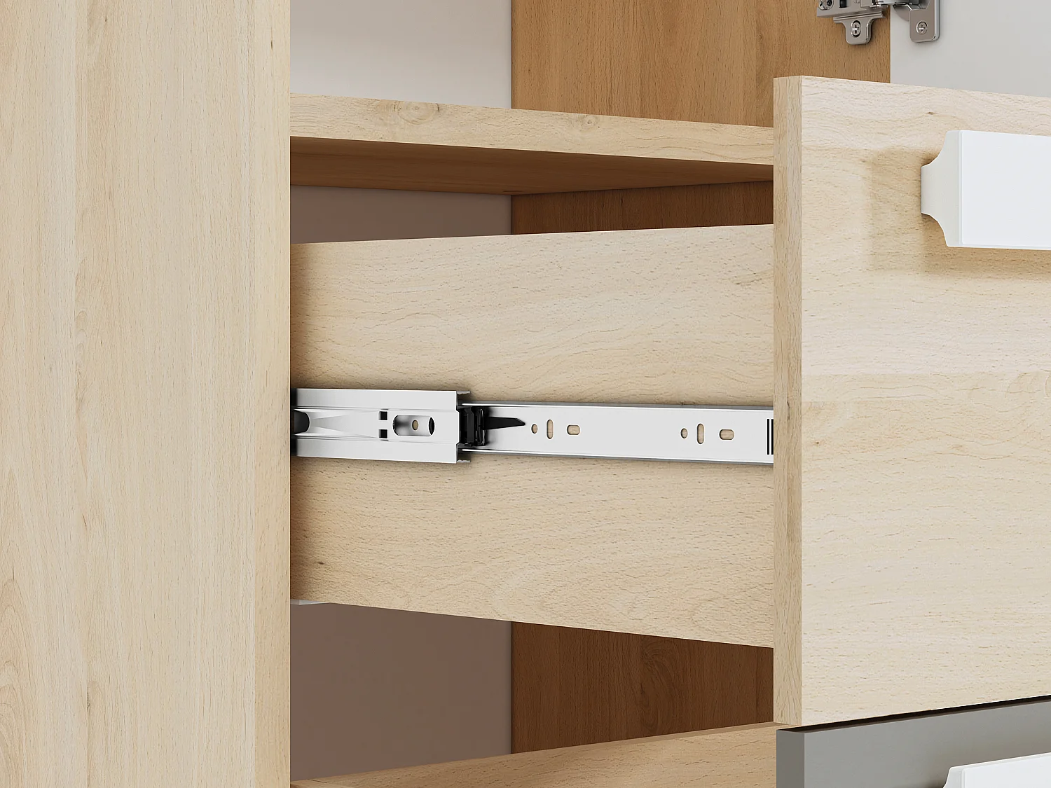 STAURAUMSCHRANK Drop Fjord Buche / weiß / grau 55 / 40 / 199cm