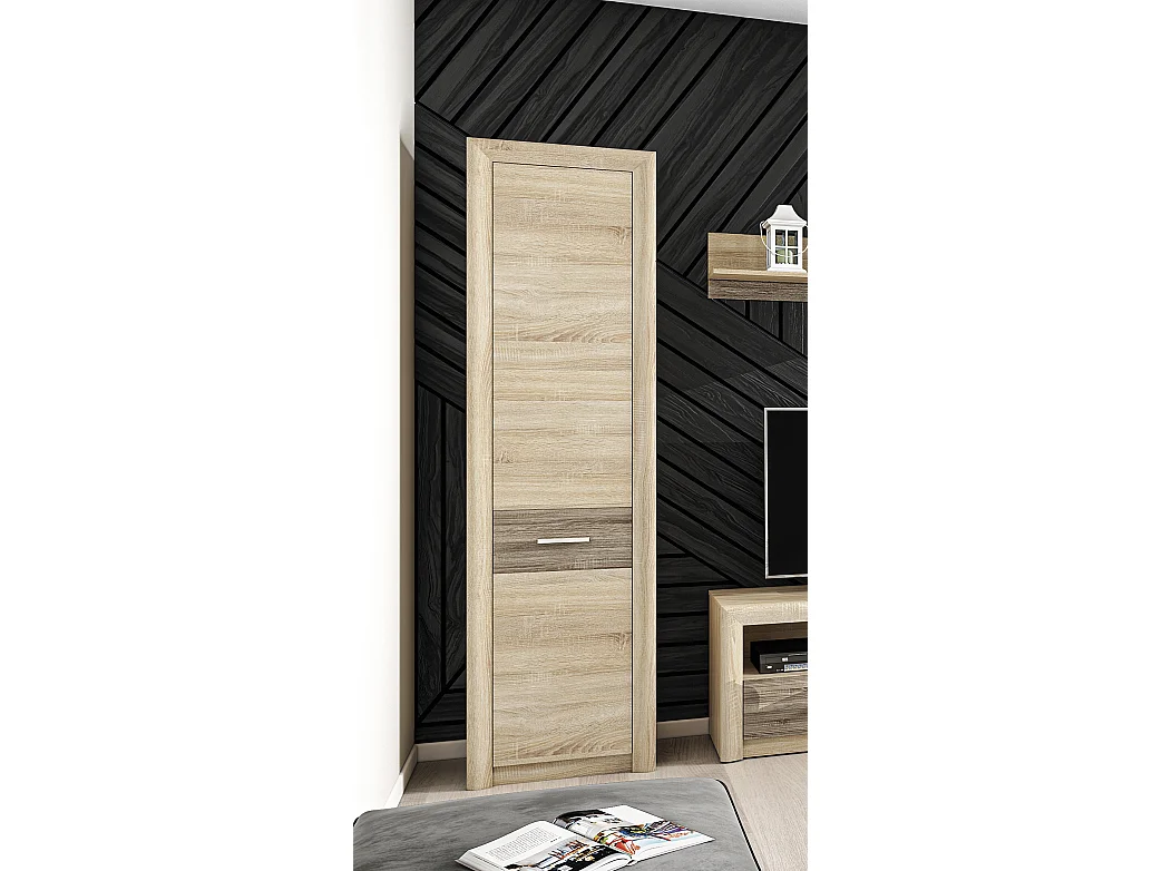 STAURAUMSCHRANK Castel Sonoma Eiche hell / Sonoma Eiche Trüffel 55 / 43 / 201cm