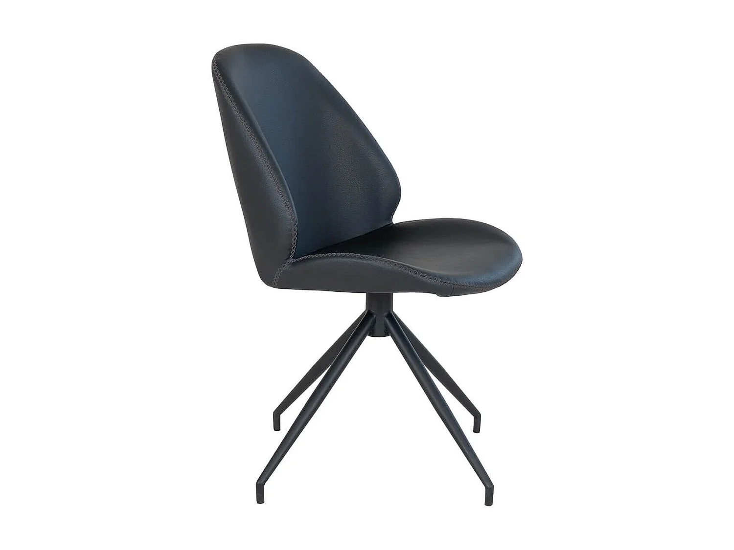 GAYA - Lot de 4 Chaises Incurvées Pivotantes Simili Noir