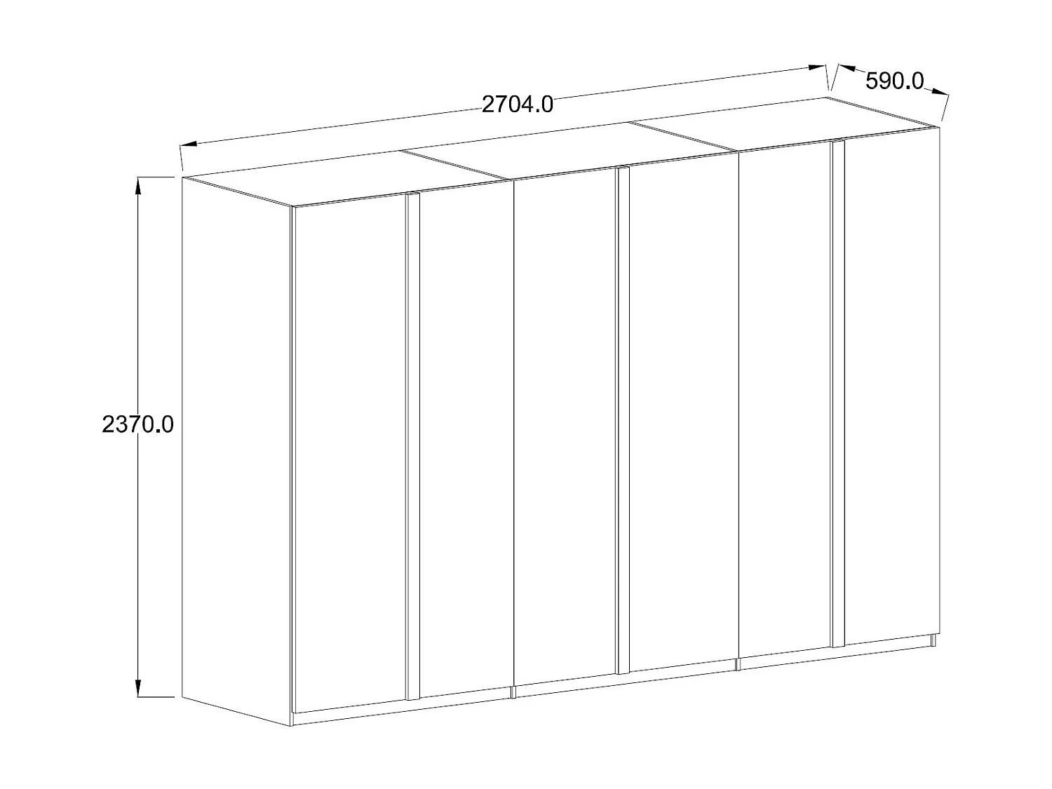 KLEIDERSCHRANK Italia weiß matt / weiß hochglanz 270 / 59 / 237cm